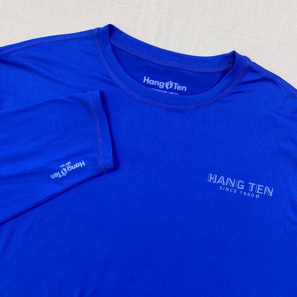 Hang Ten UV Protection UPF 50+ Rash Guard Men Large Blue Performance Surf‎